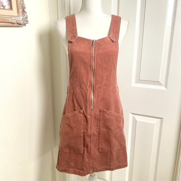 Target Wild Fable Sienna Brown Corduroy Zip Front Jumper Mini Dress Size Small - Picture 2 of 10